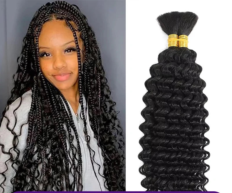 Deep Wave Bulk Human Hair for Braiding