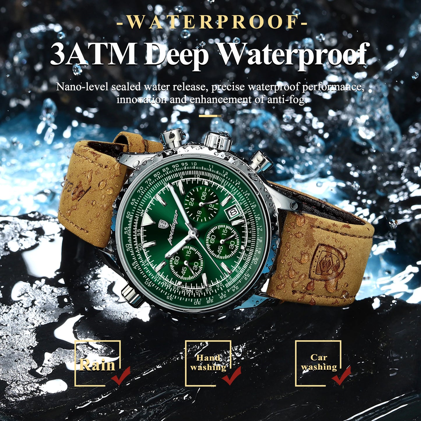 Quartz Waterproof Leather Wristwatch