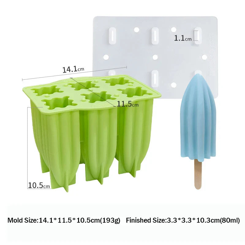 6 Hole Silicone Popsicle Molds
