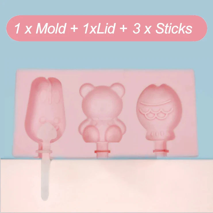 Silicone Ice Cream Mold with Lid and Sticks