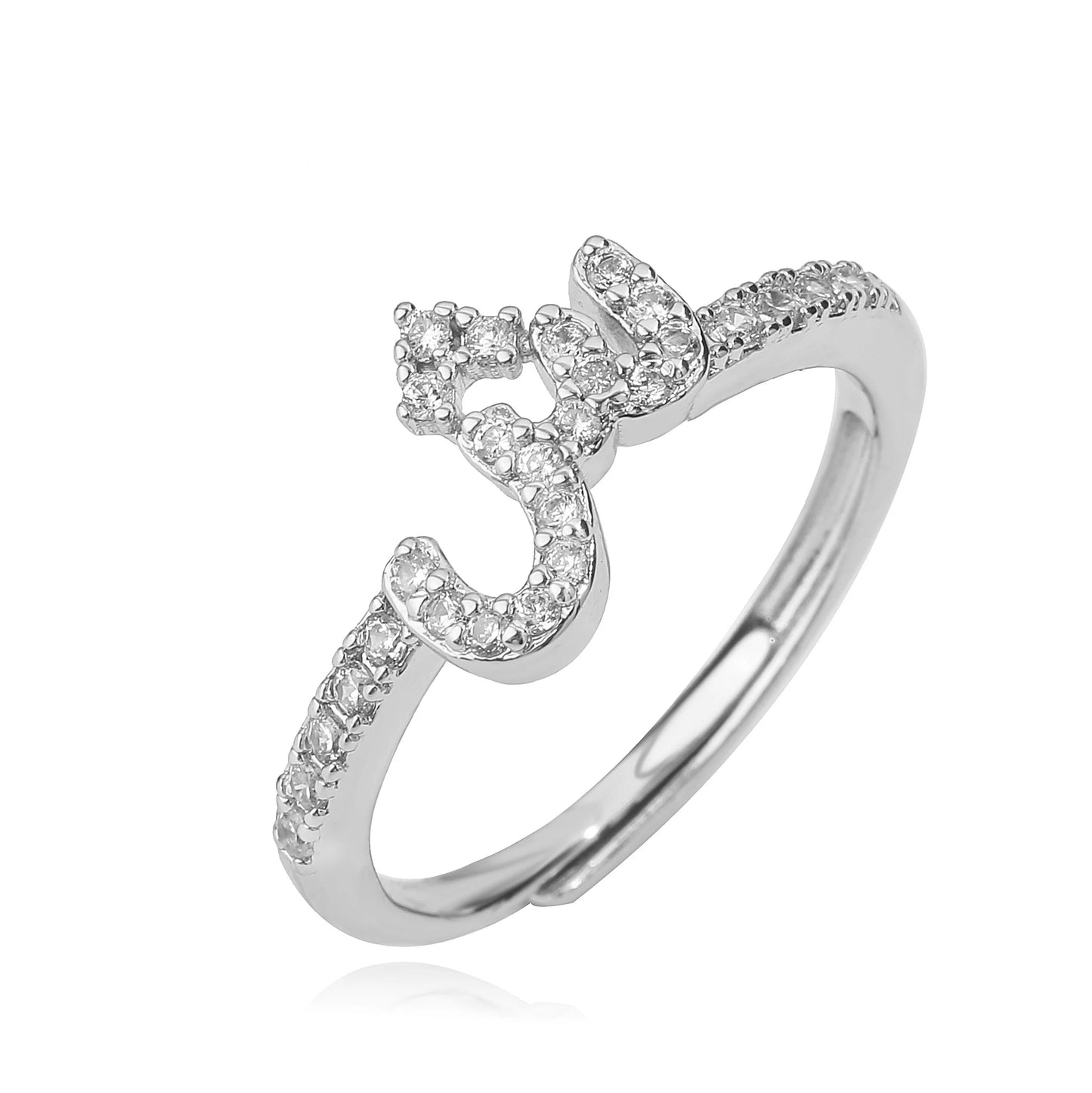 Zircon Arabic Letter Ring
