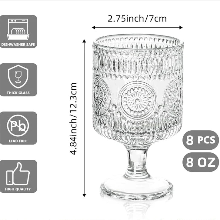 8PCS Romantic Vintage Glassware