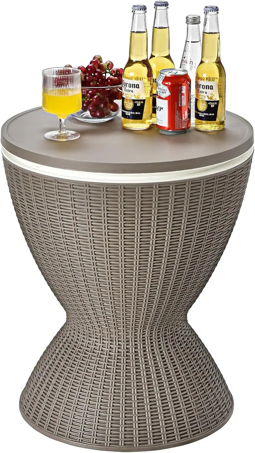 Rattan Patio Bar Cooler Table