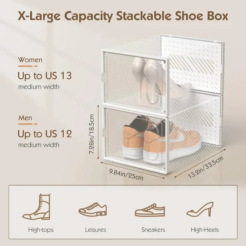 Shoe Storage Box with Magnetic Door
