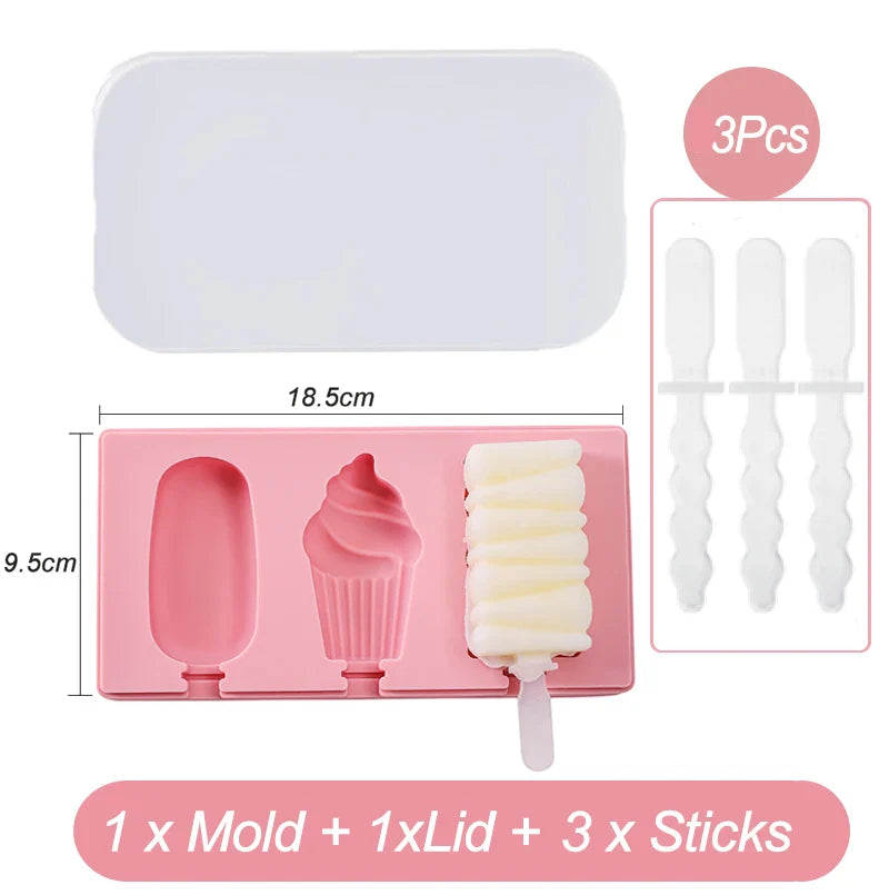 Silicone Ice Cream Mold with Lid and Sticks