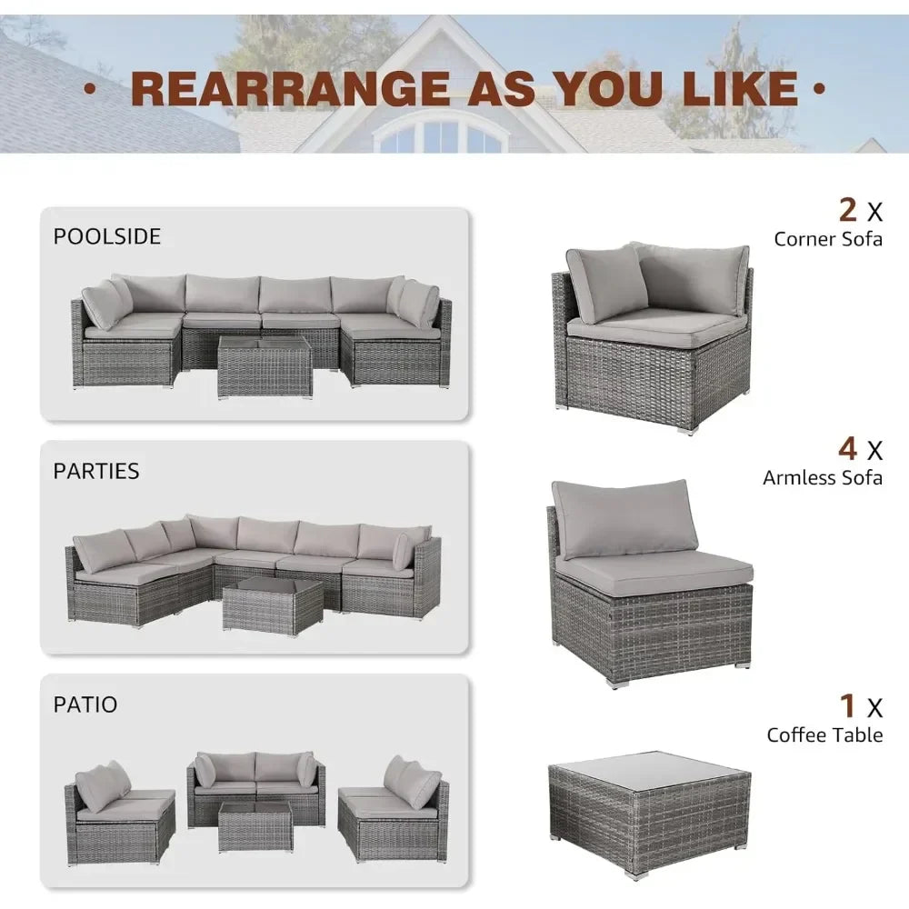 7 Pieces Modular Patio Set - MONLANE