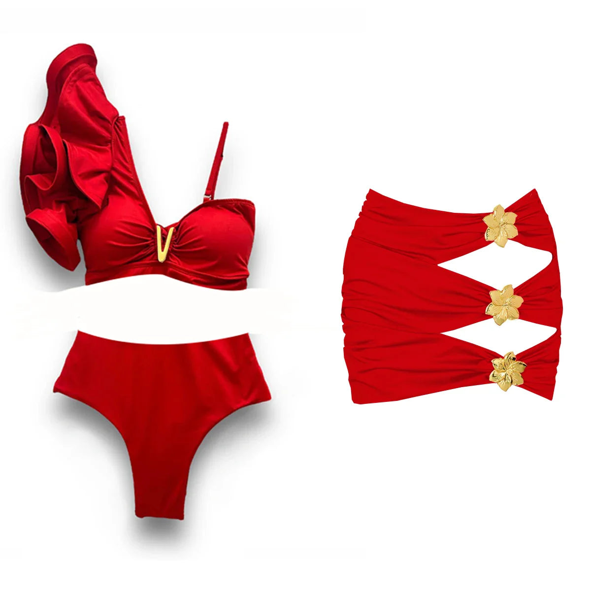 V Neck Ruffle Swimsuit