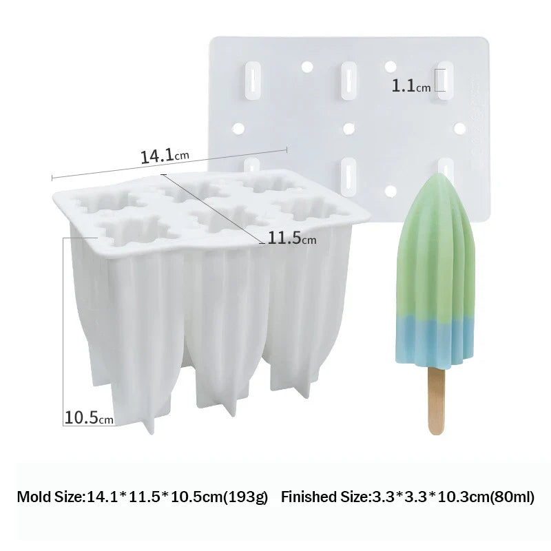 6 Hole Silicone Popsicle Molds