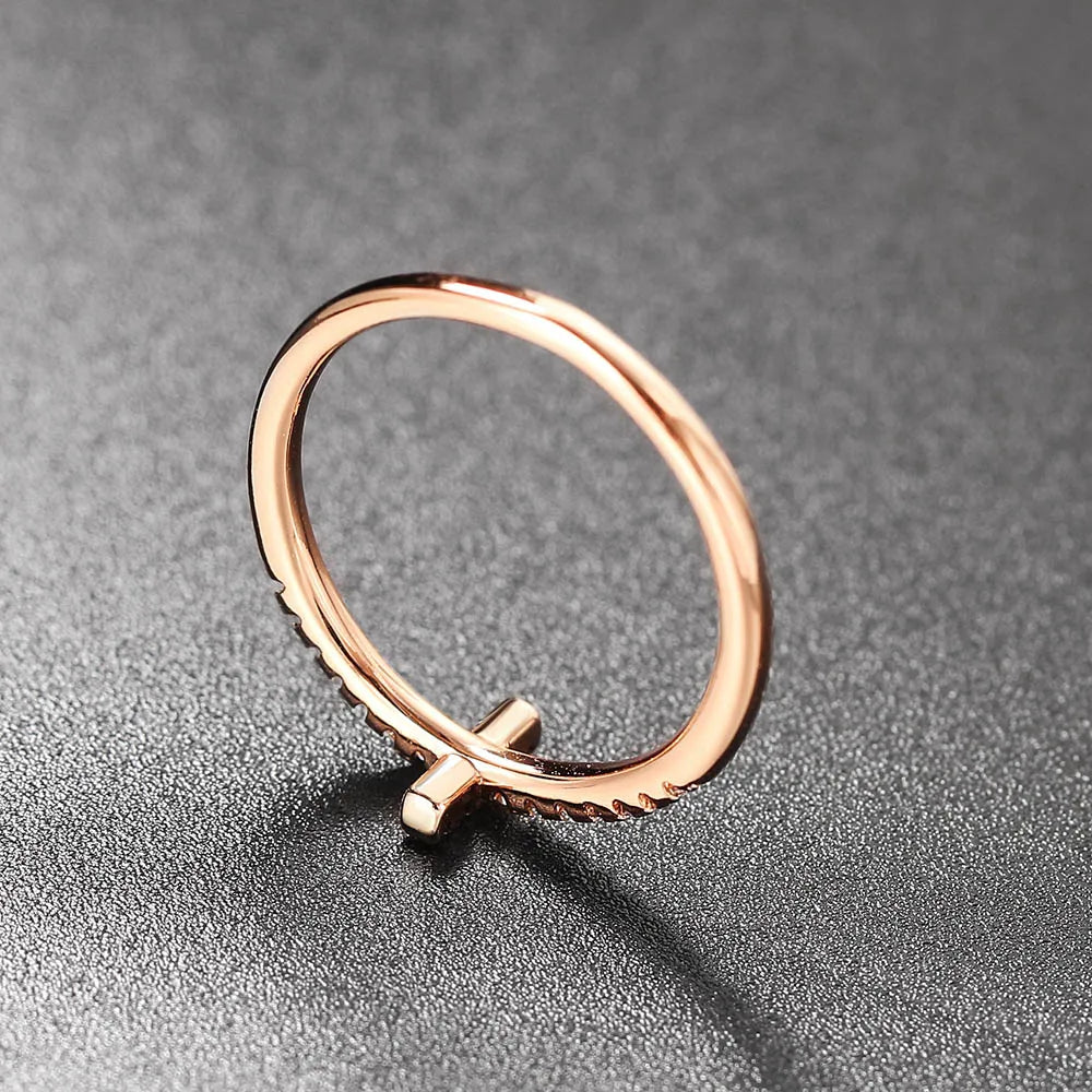 Micro-inlaid Zircon Dainty Rings