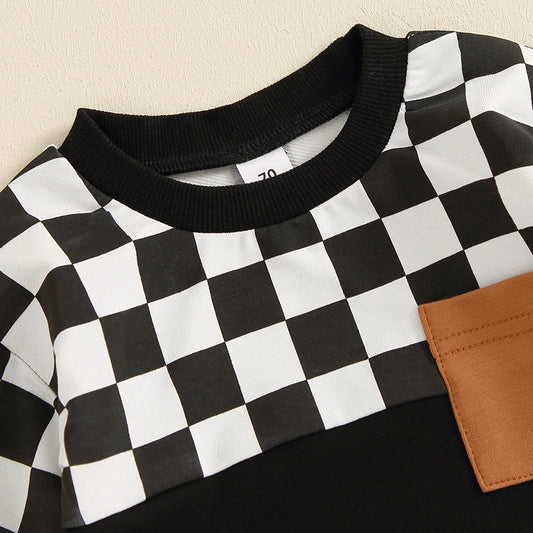 Checkerboard Boys 2Pcs Sweatsuit