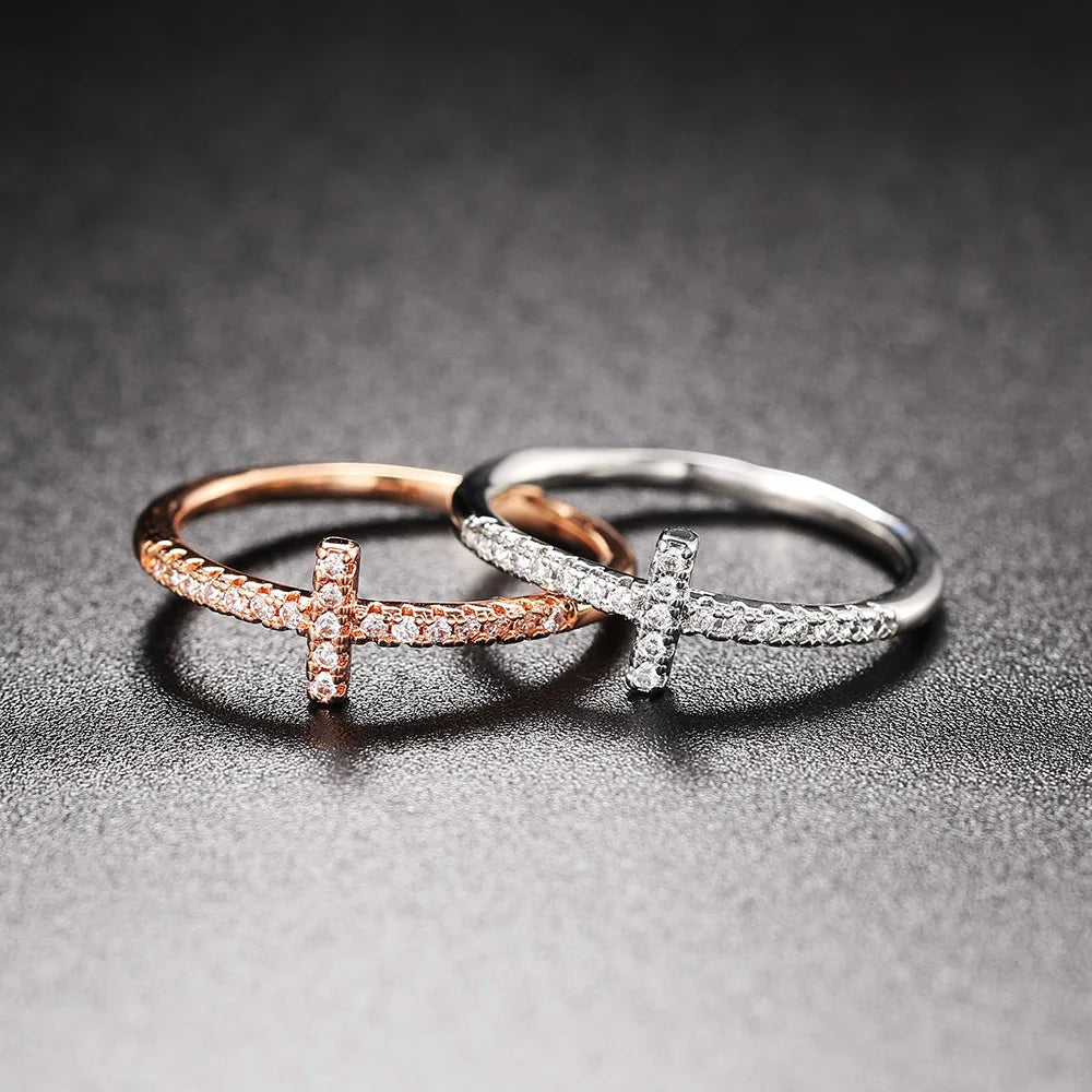 Micro-inlaid Zircon Dainty Rings