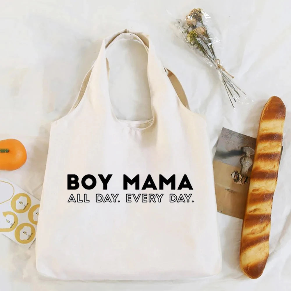 Mom Life Leopard Print Canvas Bag