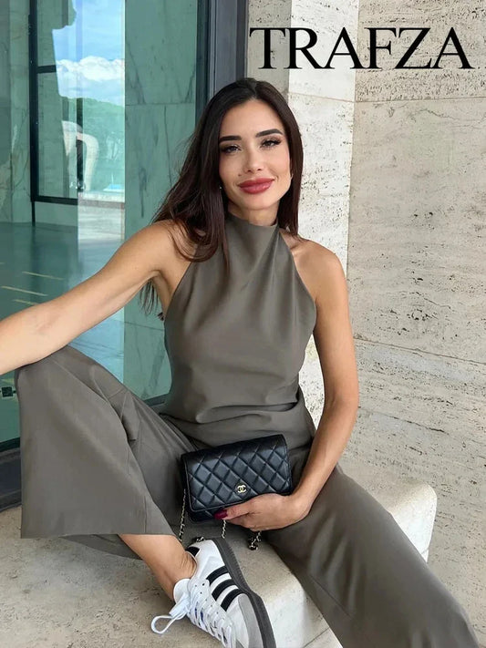 Female Backless Mini Halter Top