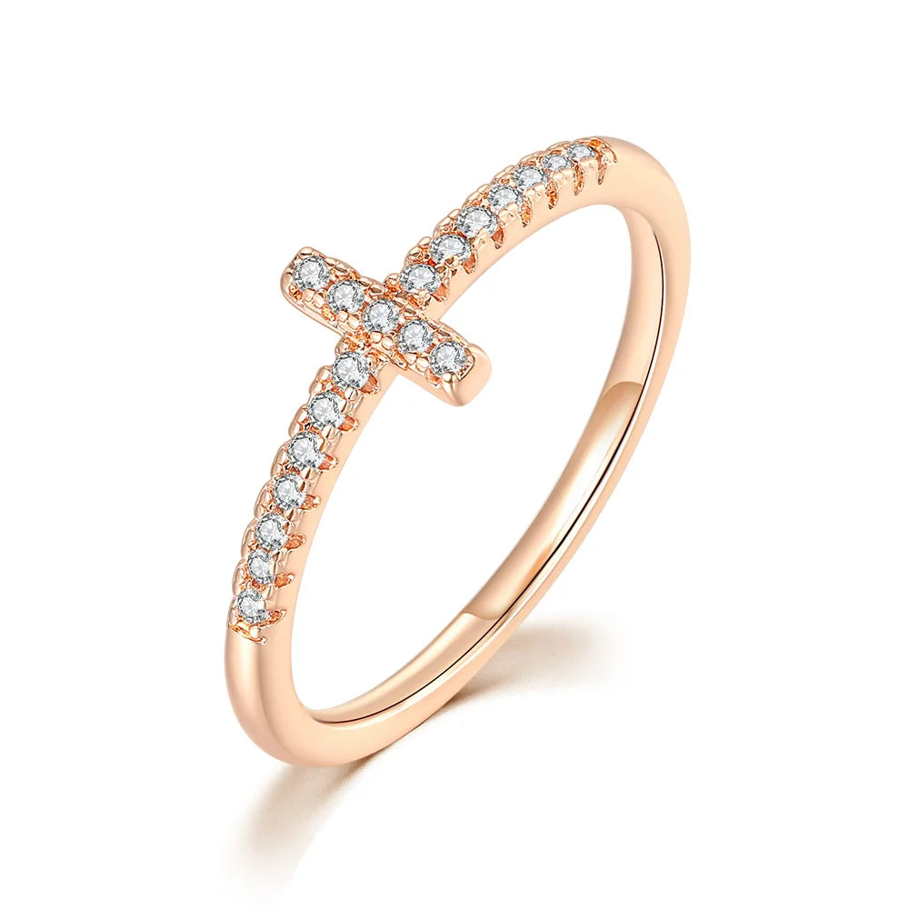Micro-inlaid Zircon Dainty Rings