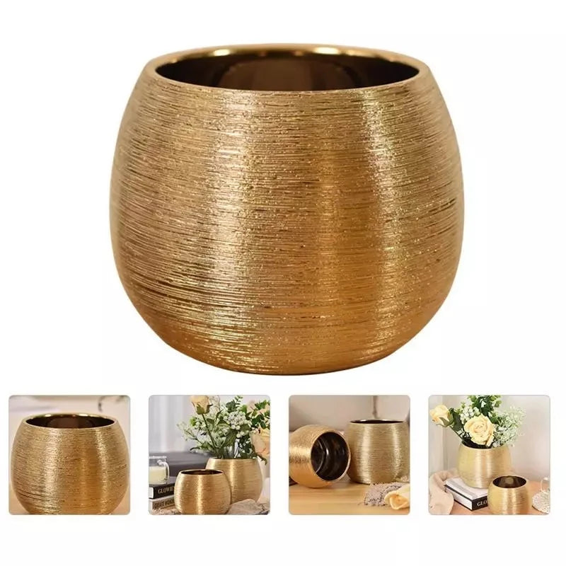 Ceramic Unique Gold Flower Pot
