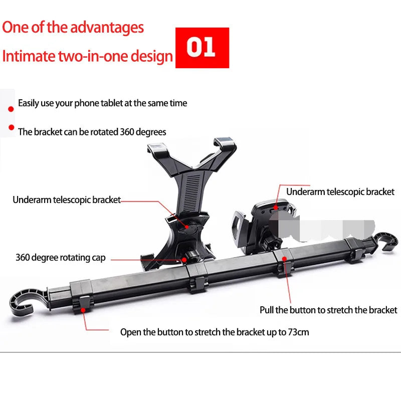 2 in 1 Car Tablet Phone Holder