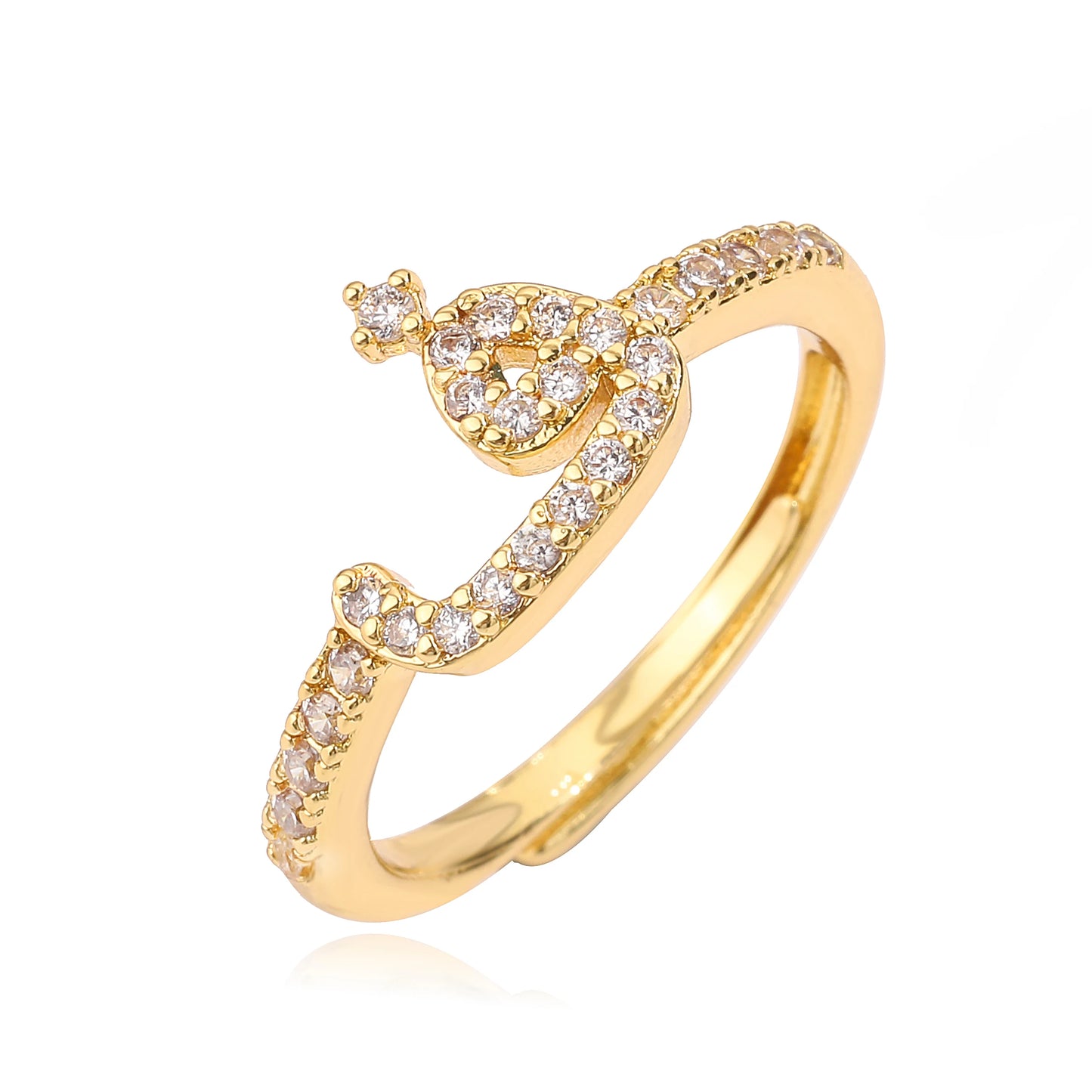 Zircon Arabic Letter Ring