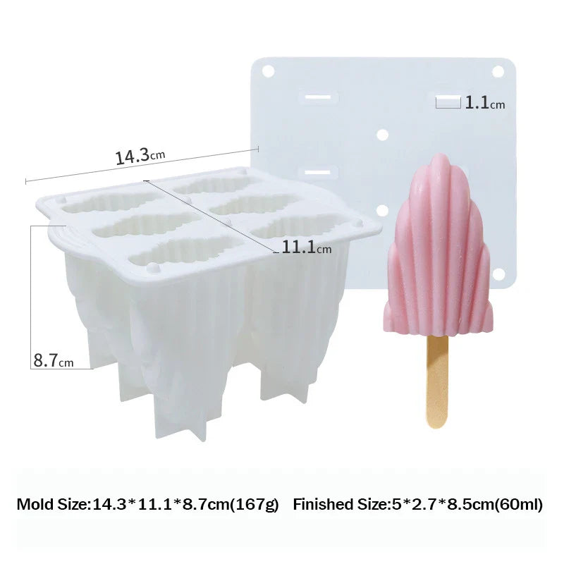 6 Hole Silicone Popsicle Molds