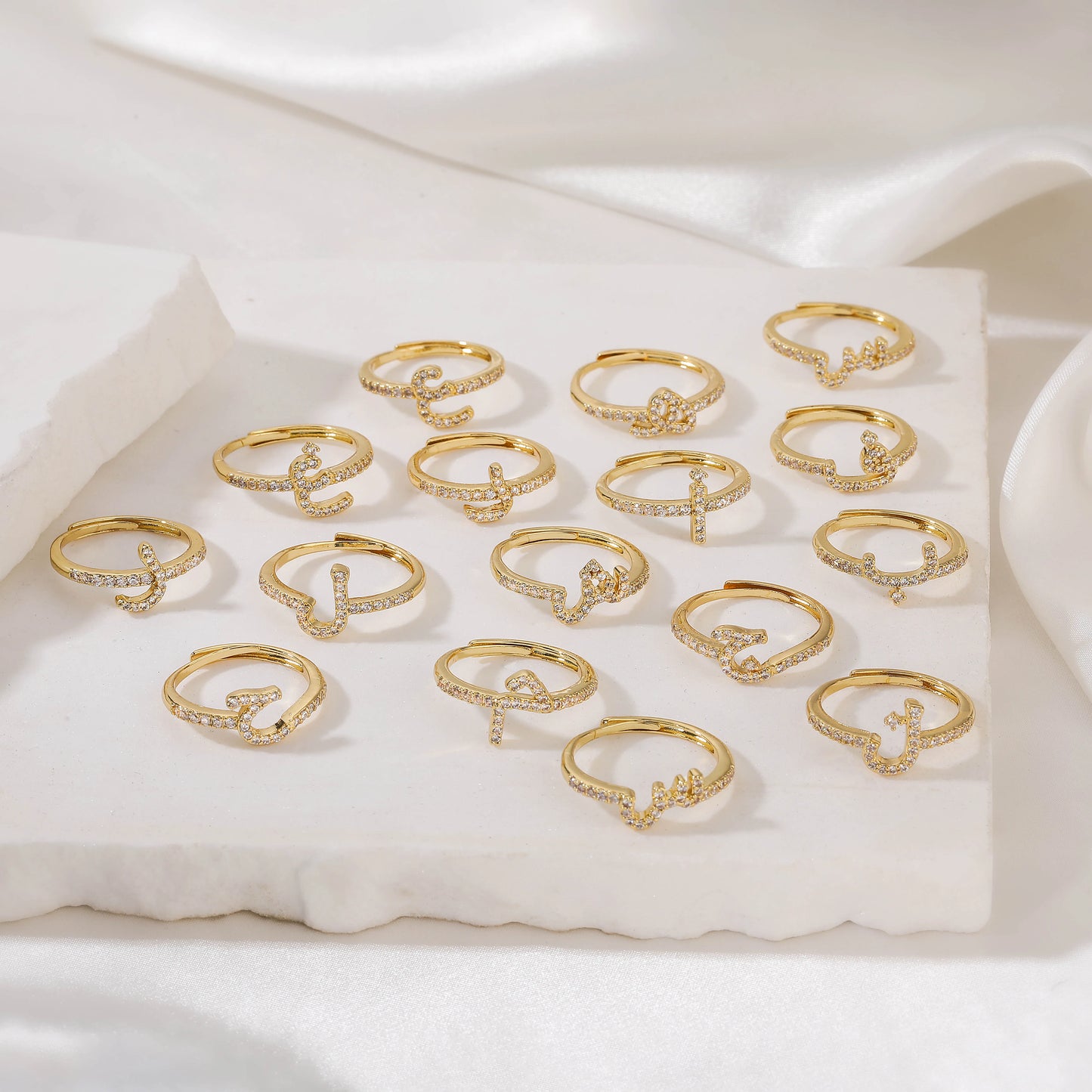 Zircon Arabic Letter Ring
