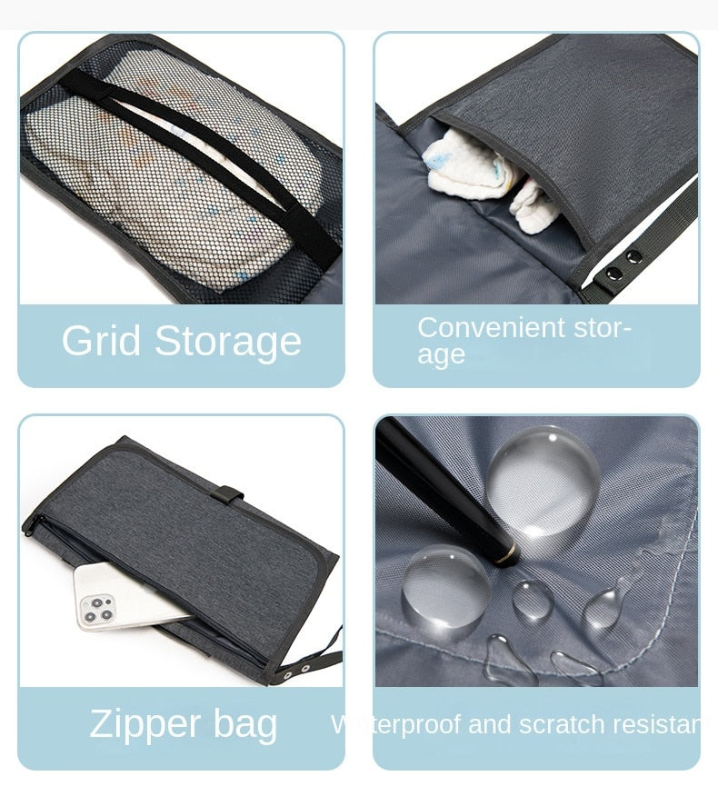 Portable Diaper Changing Pad Portable Baby Changing Pad with Pockets Waterproof Travel Diaper Changing Station Kit Baby Gifts - MONLANE