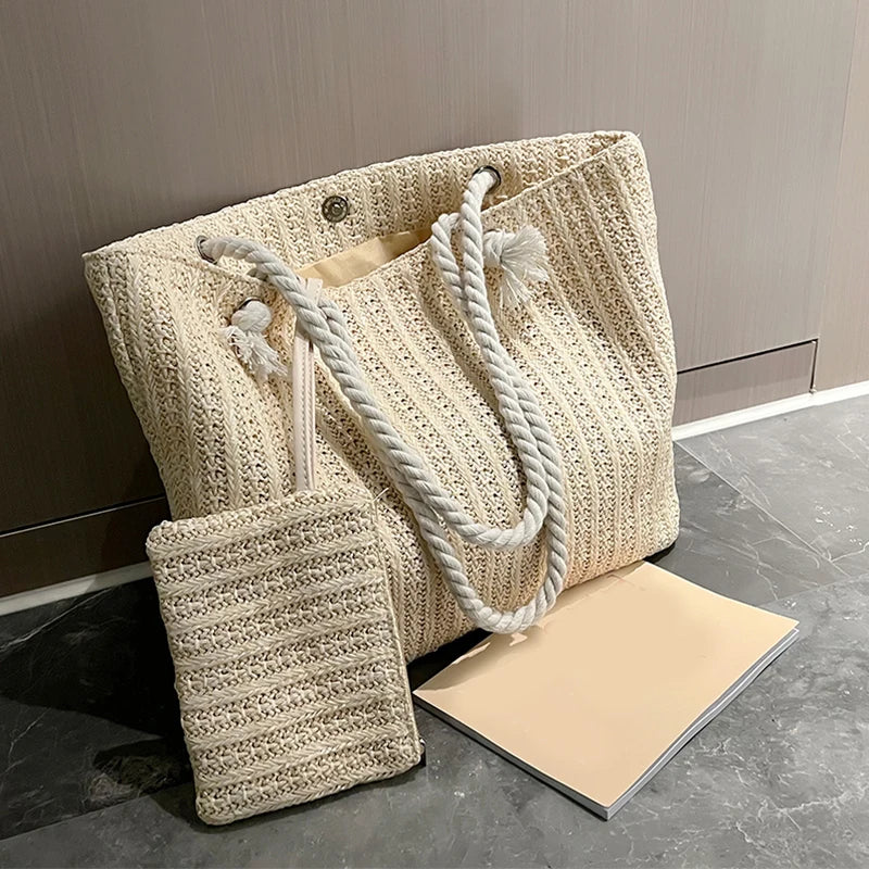 Large Capacity Straw Tote Bag