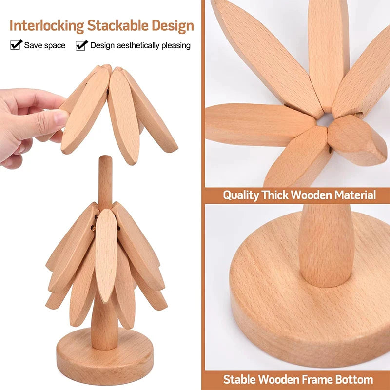 Wooden Tree Shape Pot Coasters
