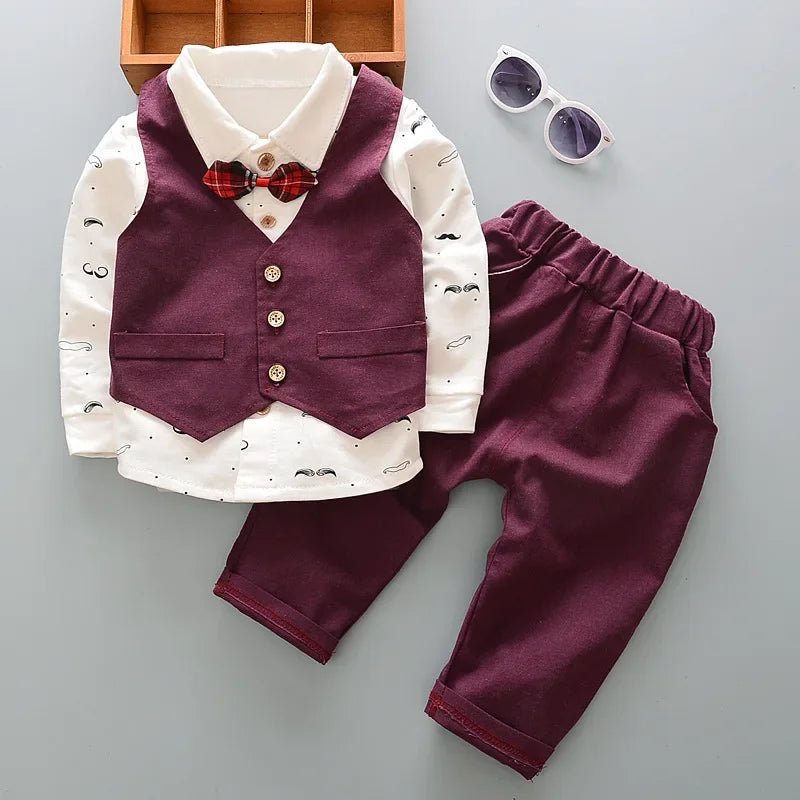 3Pcs Boys Vest Set