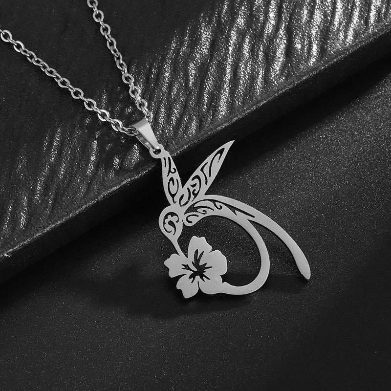 Hummingbird Flower Pendant Earrings