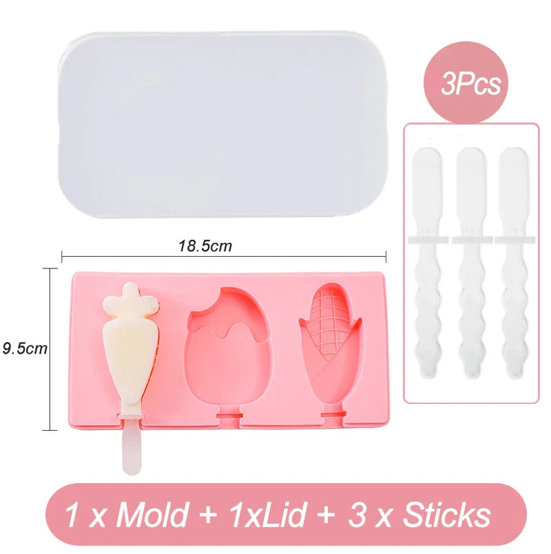 Silicone Ice Cream Mold with Lid and Sticks