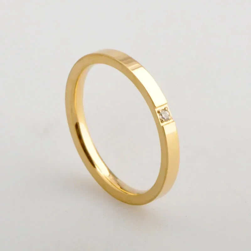 High End Single Zircon Thin Ring