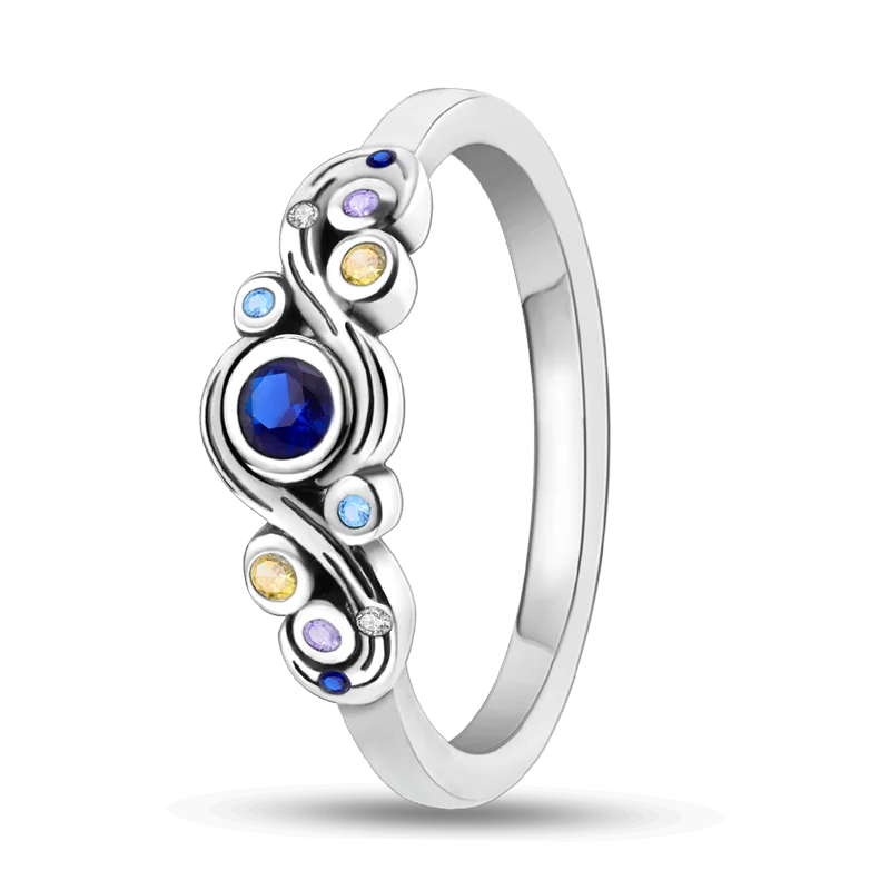 Sterling Silver Sun Star Moon Ring