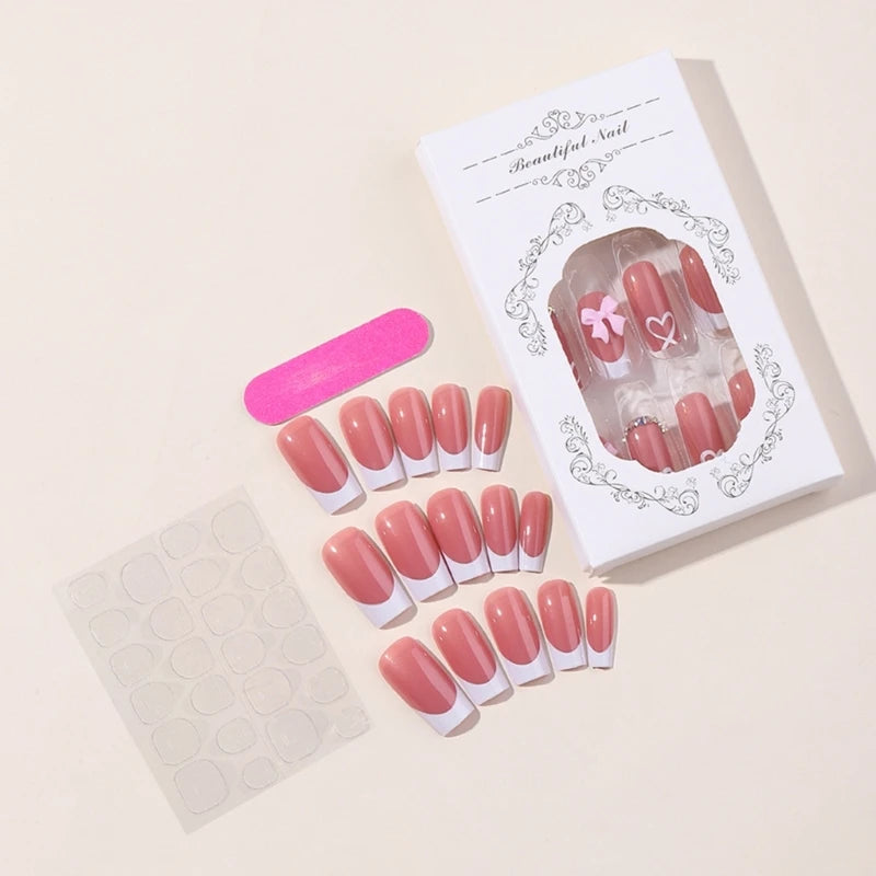 Chic Bow Tie Adorned Press On Nails