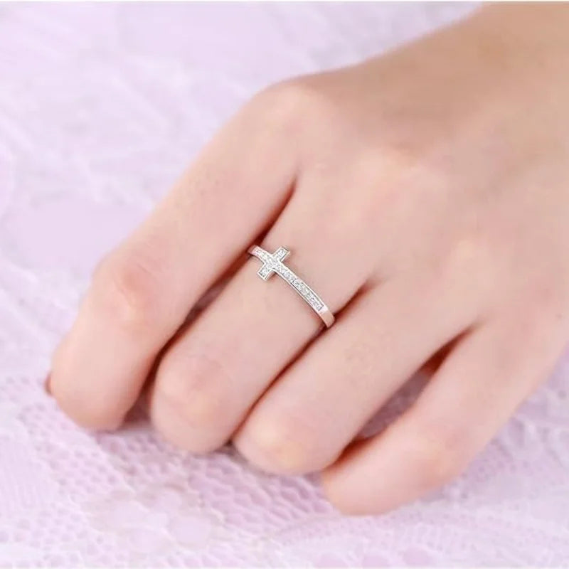 Sterling Silver Cross CZ Rings
