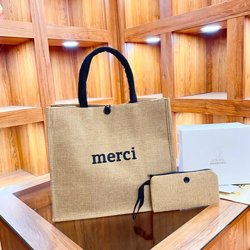 2 Pcs Linen Tote Bag