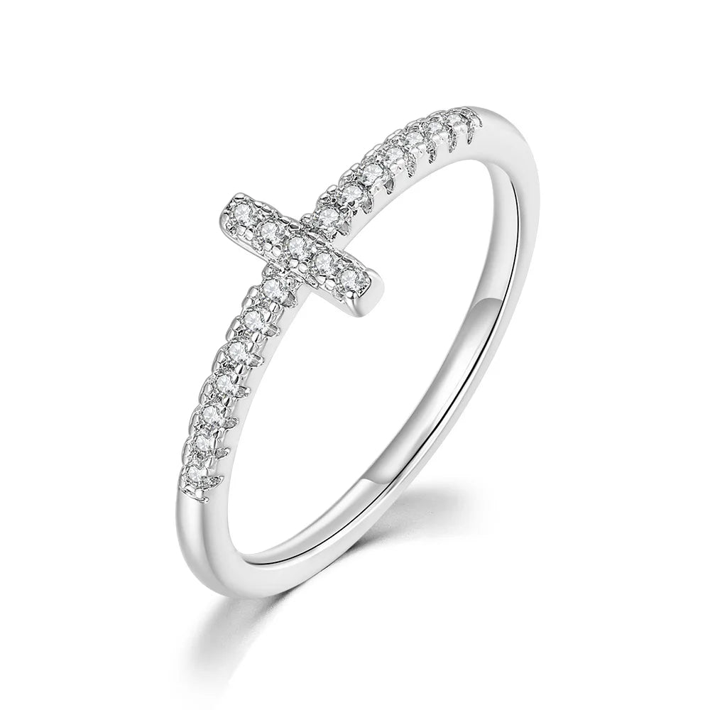 Micro-inlaid Zircon Dainty Rings
