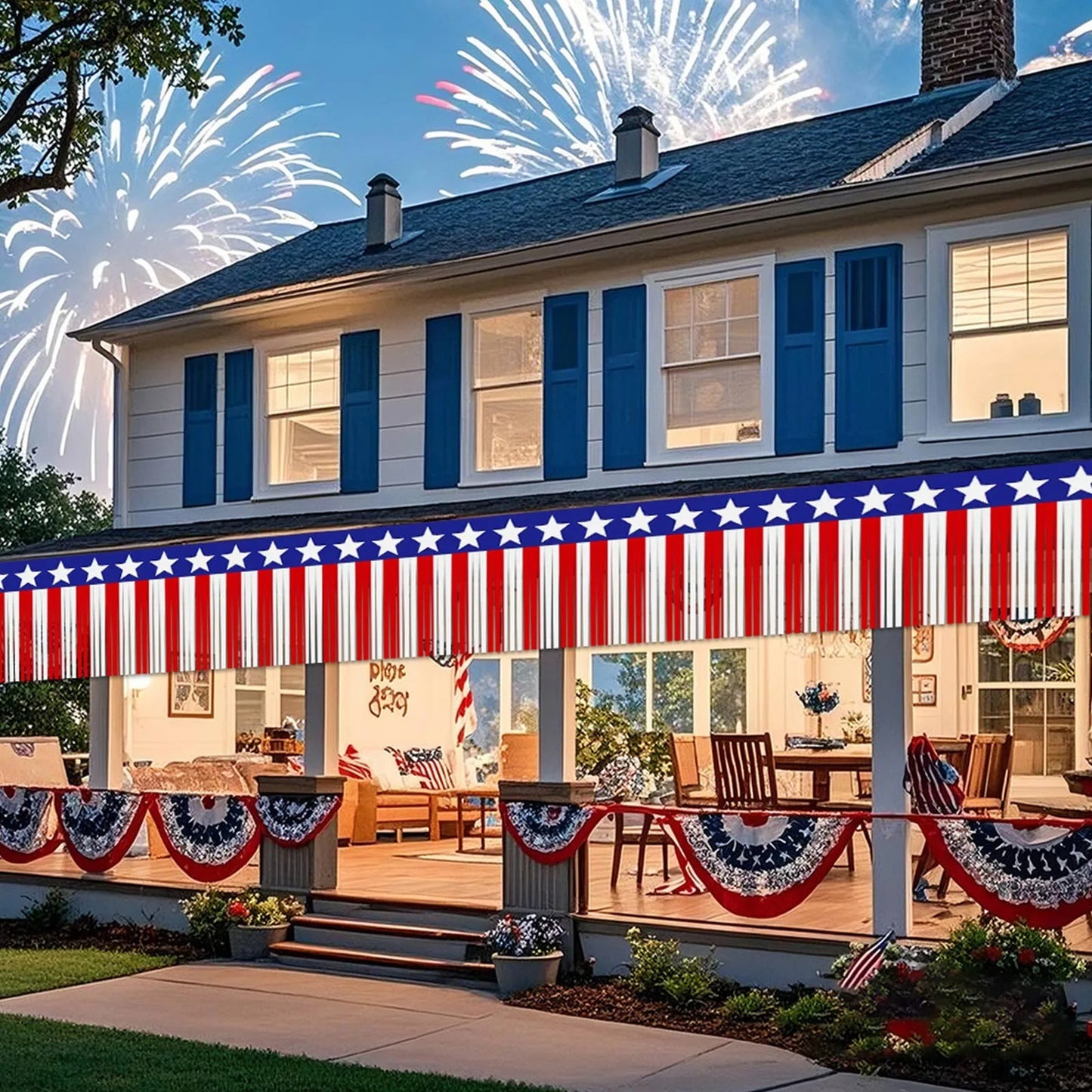 USA Flag Fringe Banner