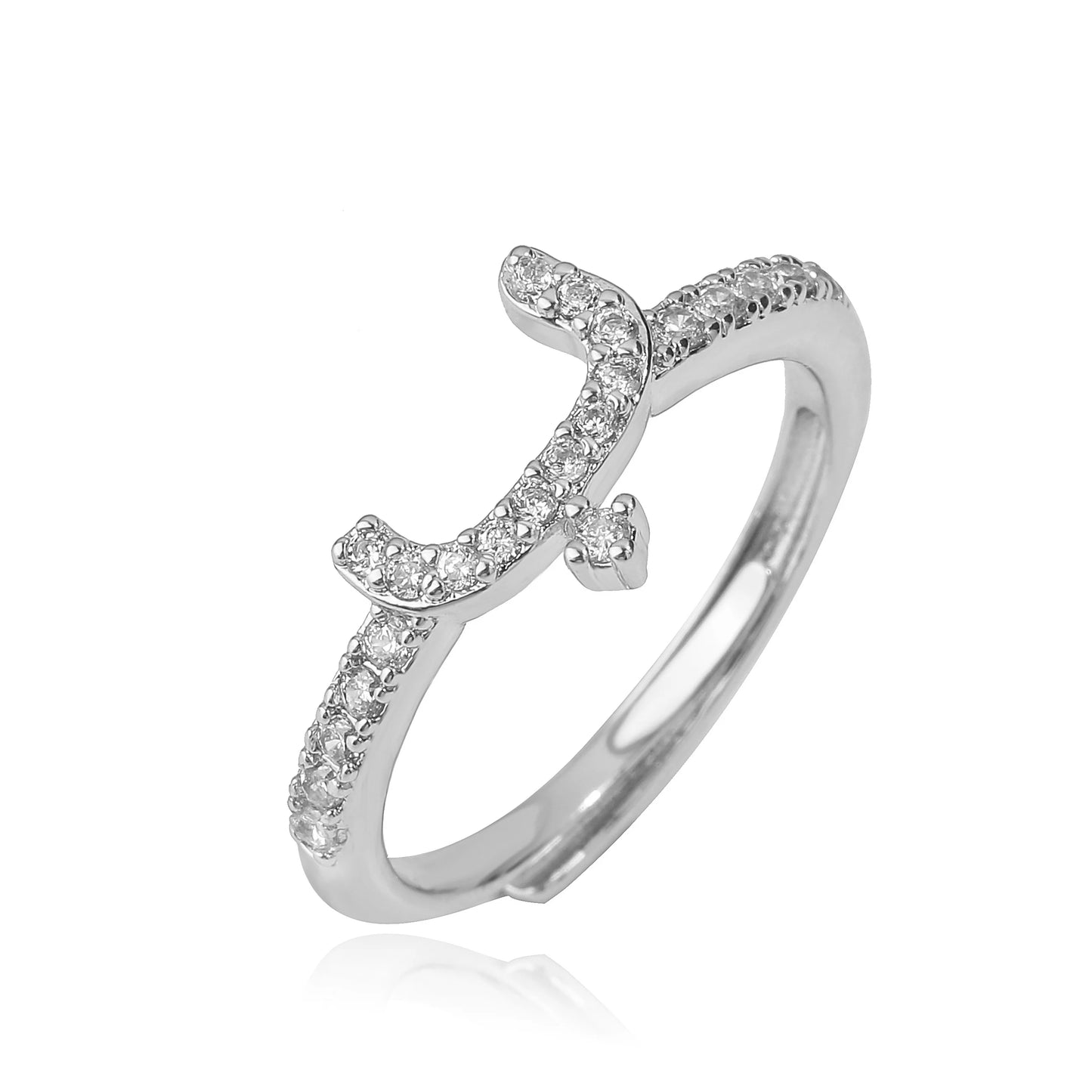 Zircon Arabic Letter Ring