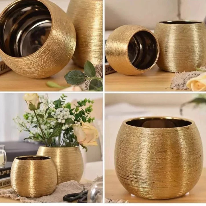 Ceramic Unique Gold Flower Pot