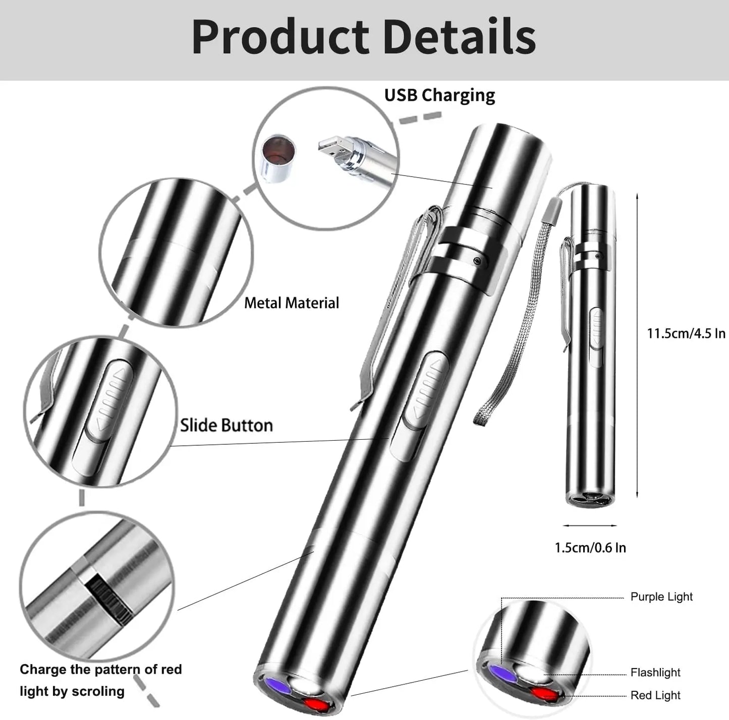Rechargeable 3-in-1 Flashlight Infrared Detector Pet