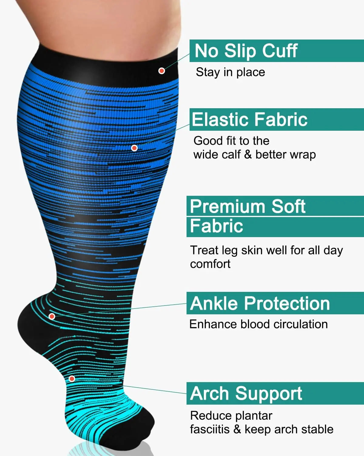 Running Compression Socks Knee High -Plus Size - MONLANE