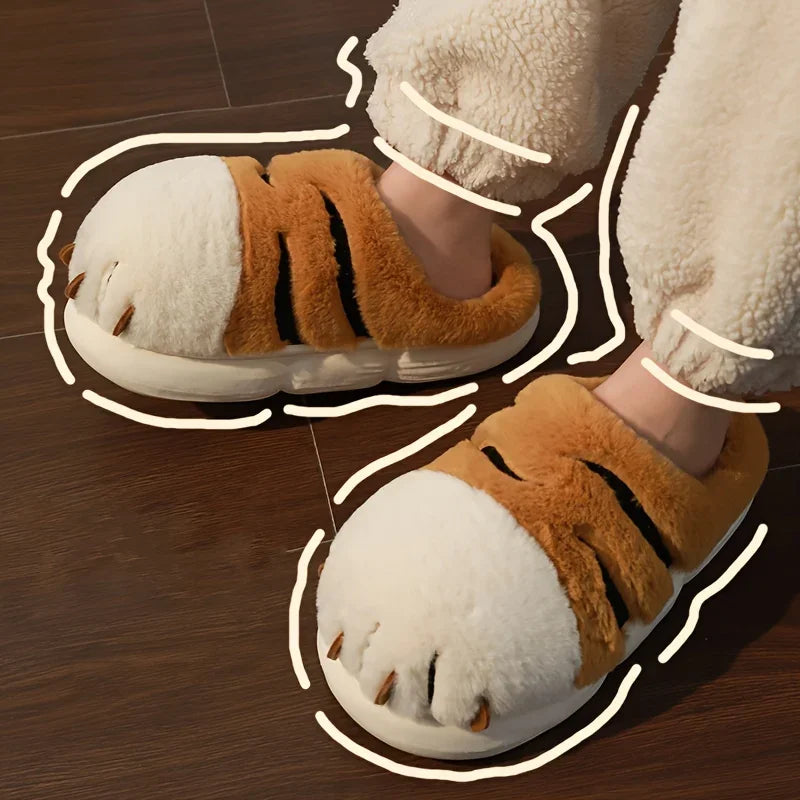 Cute Tiger Claw Fluffy Slippers