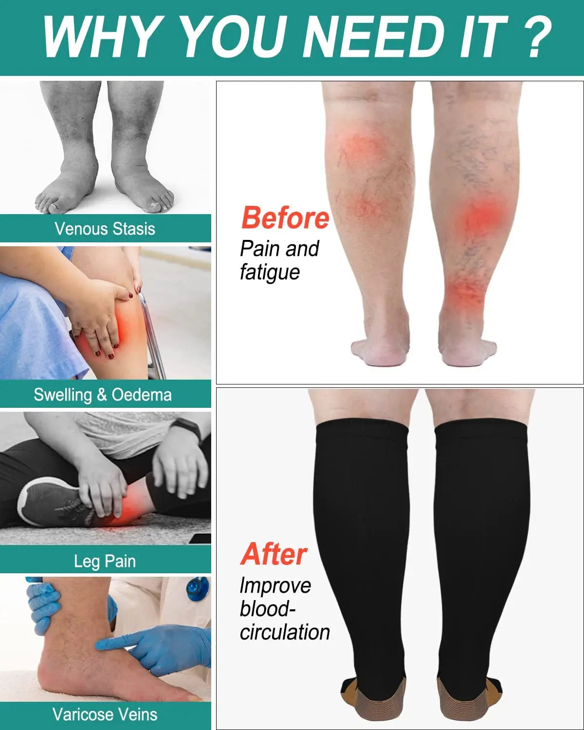 Running Compression Socks Knee High -Plus Size - MONLANE