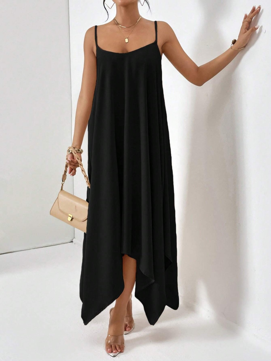 Scoop Neck Midi Cami Dress - MONLANE
