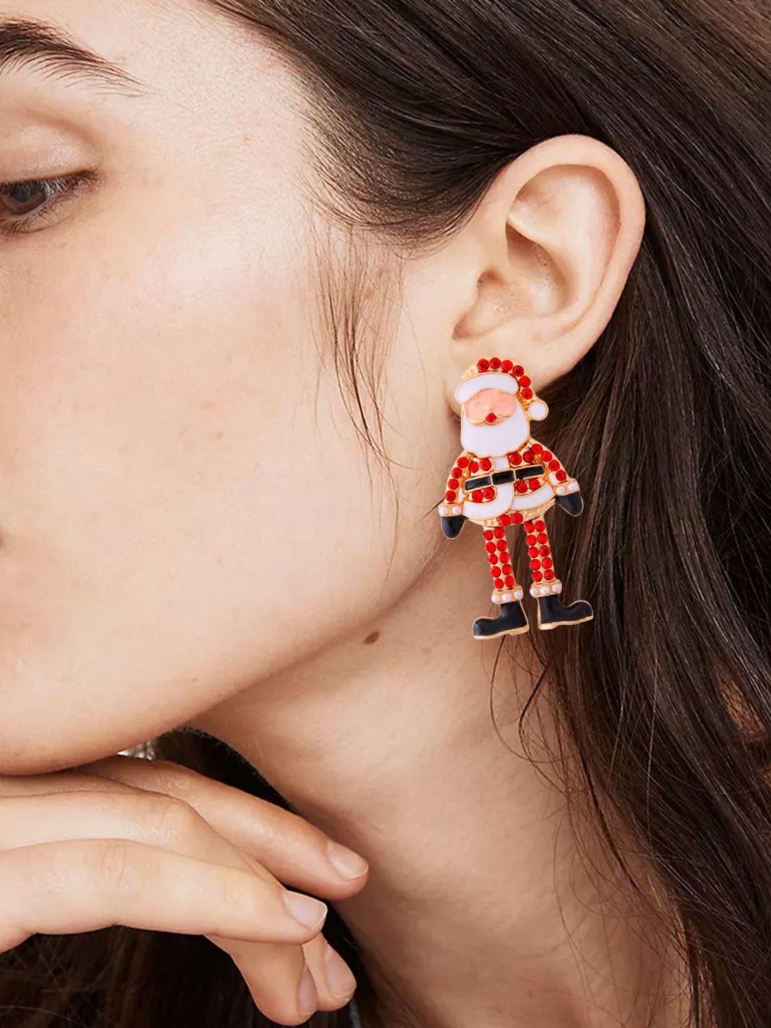 Rhinestone Santa Earrings