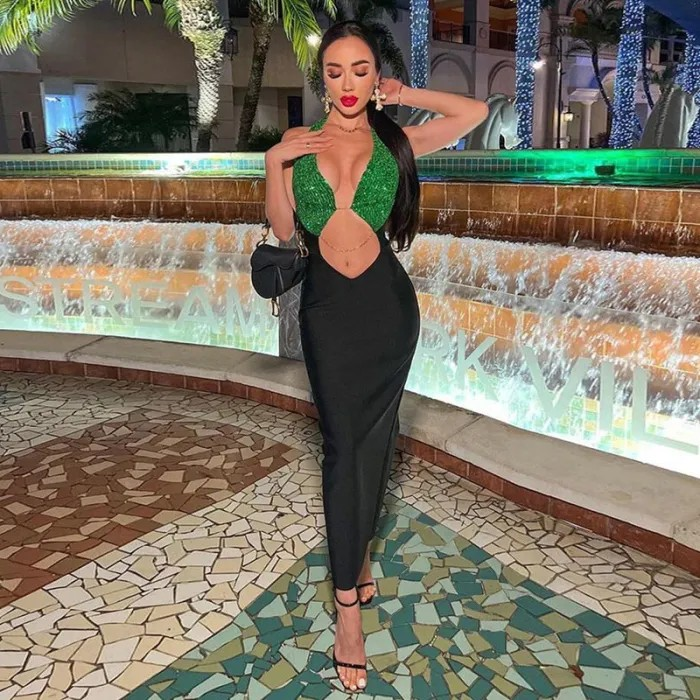 Splicing Sexy Cutout Slim Fit Dress