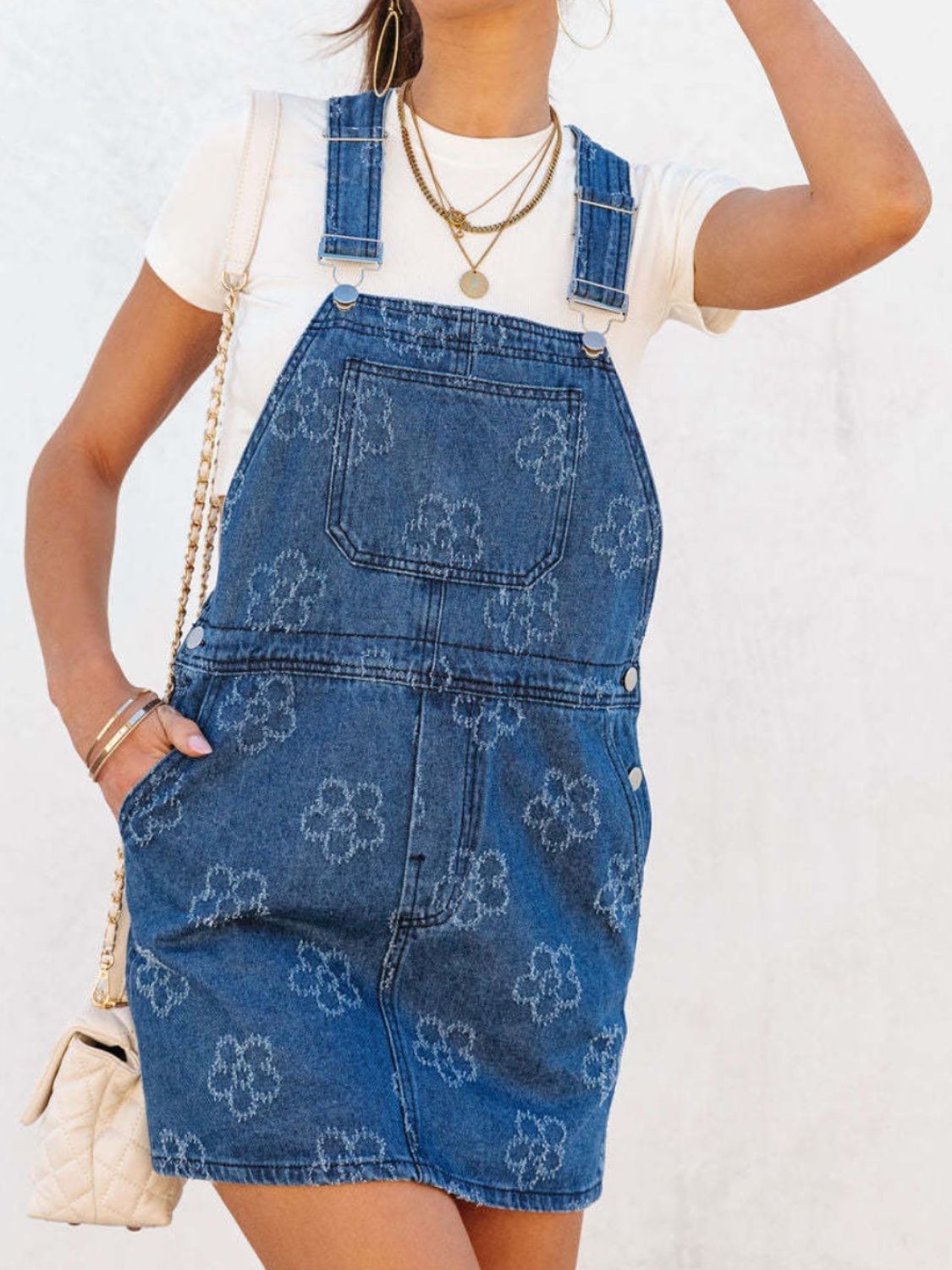 Wide Strap Denim Overall Dress
