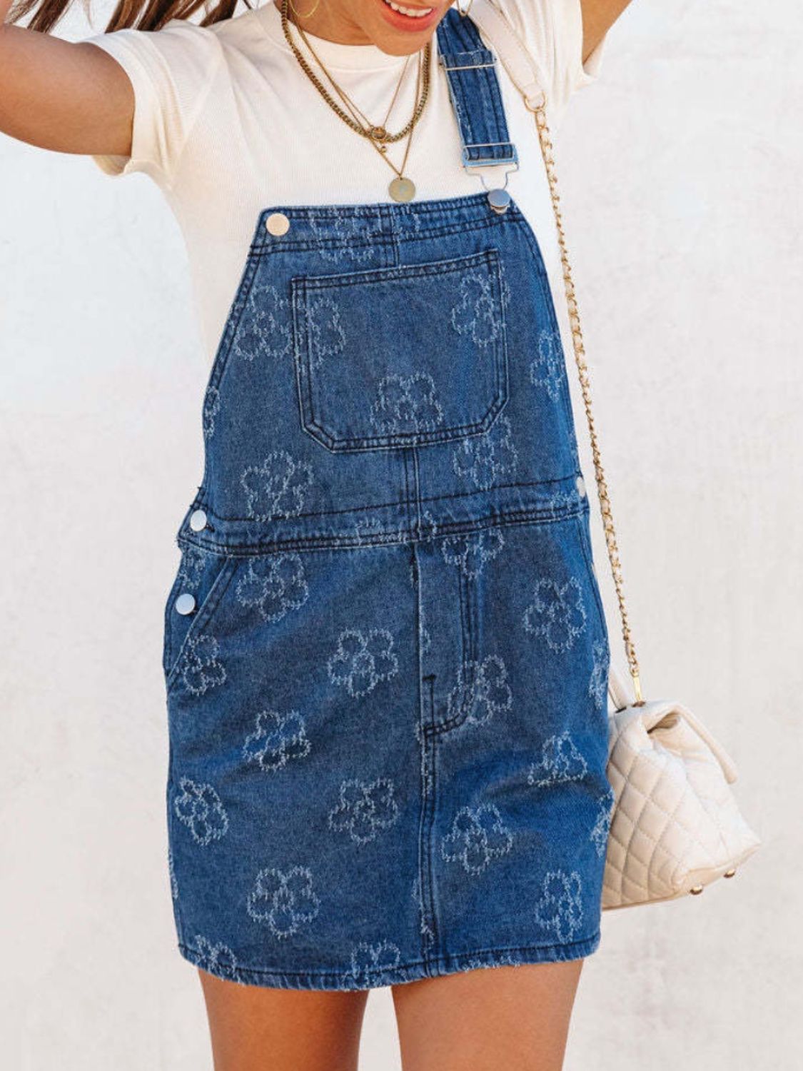 Wide Strap Denim Overall Dress