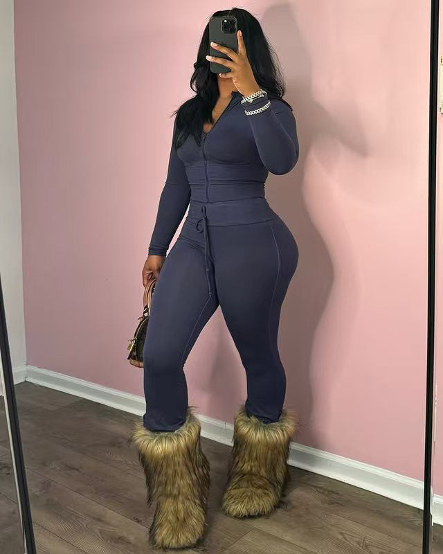 hip lifting bell bottom pants set