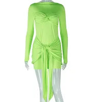 Elegant Solid Color High Waist Dress