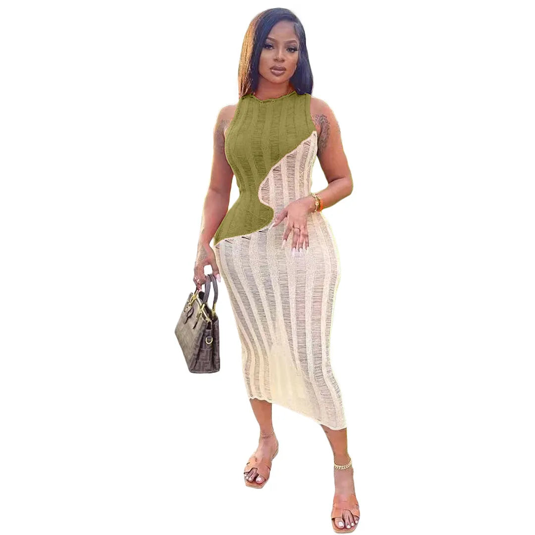Sexy Color Block Knitted Dress